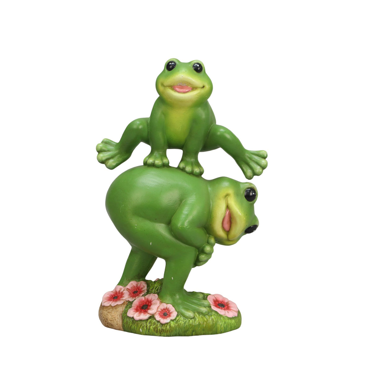 The Growing Ground Frog Garden Statue, Hand-Painted Jumping Frog Decor for Indoor & Outdoor Use, Yard, Lawn, Patio, Green