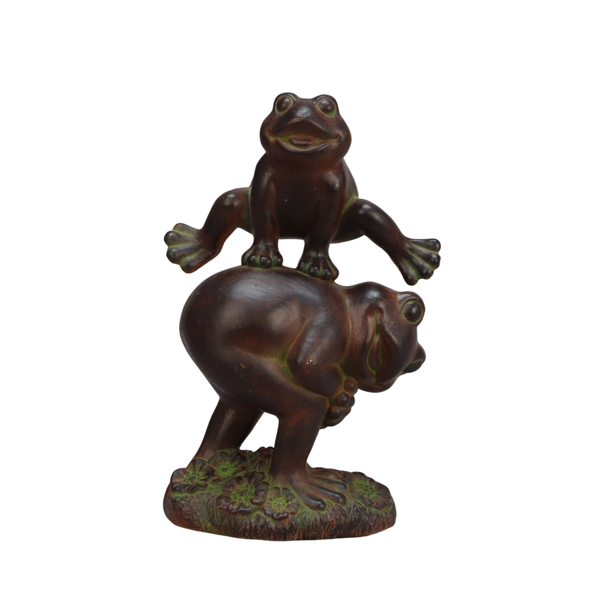 The Growing Ground Frog Garden Statue, Hand-Painted Jumping Frog Decor for Indoor & Outdoor Use, Yard, Lawn, Patio, Green