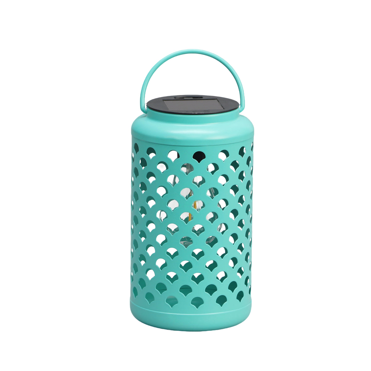 The Growing Ground 2-Pack Solar Lanterns Outdoor with Handle, Decorative Metal LED Lanterns with Scalloped Cutout for Patio, Yard & Garden, Pink