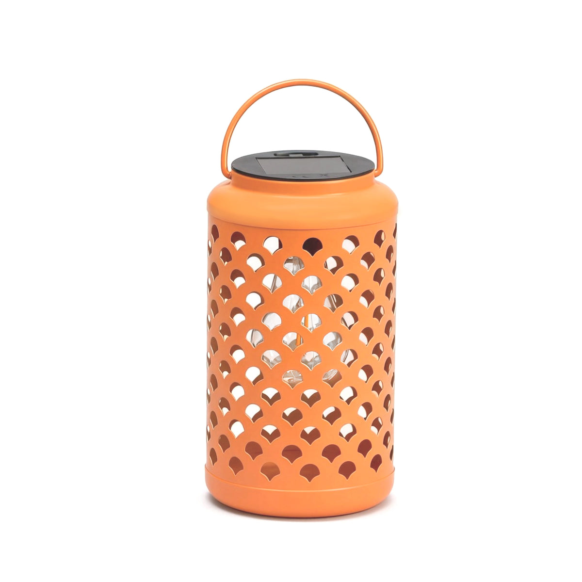 The Growing Ground 2-Pack Solar Lanterns Outdoor with Handle, Decorative Metal LED Lanterns with Scalloped Cutout for Patio, Yard & Garden, Pink