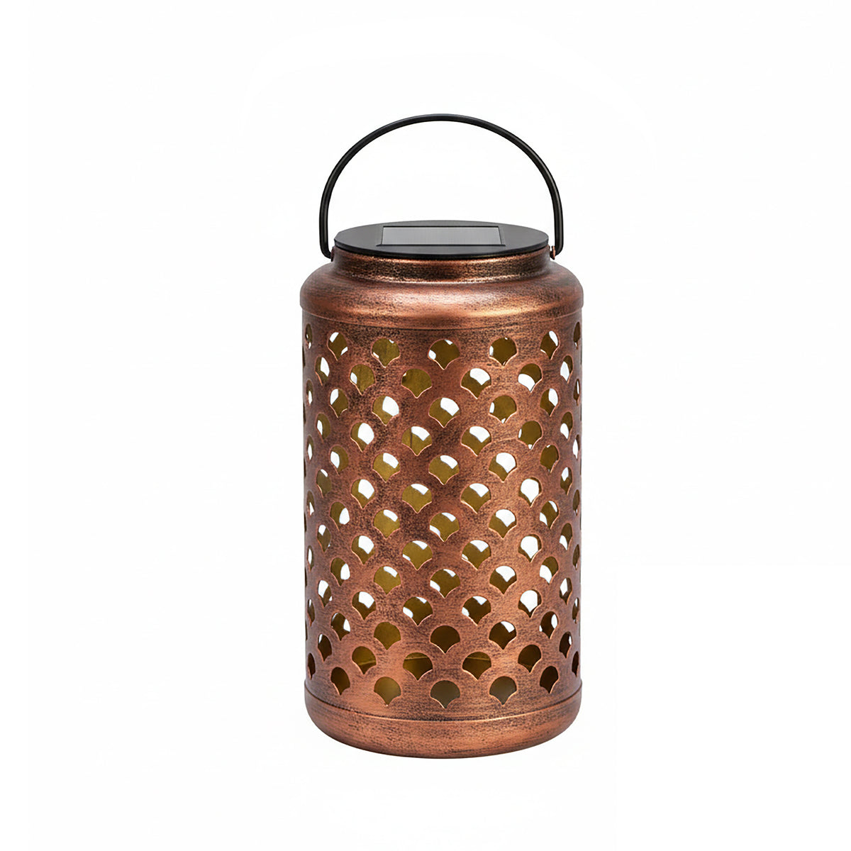 The Growing Ground 2-Pack Solar Lanterns Outdoor with Handle, Decorative Metal LED Lanterns with Scalloped Cutout for Patio, Yard & Garden, Pink