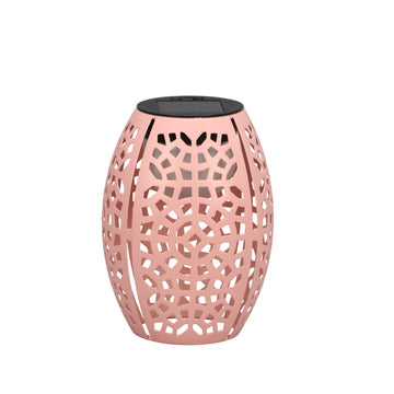 The Growing Ground 2 Pack Solar Lanterns Outdoor, Hollowed Metal LED Garden Decor Lanterns for Patio Yard Porch, Gifts for Women Mom Grandma, Pink