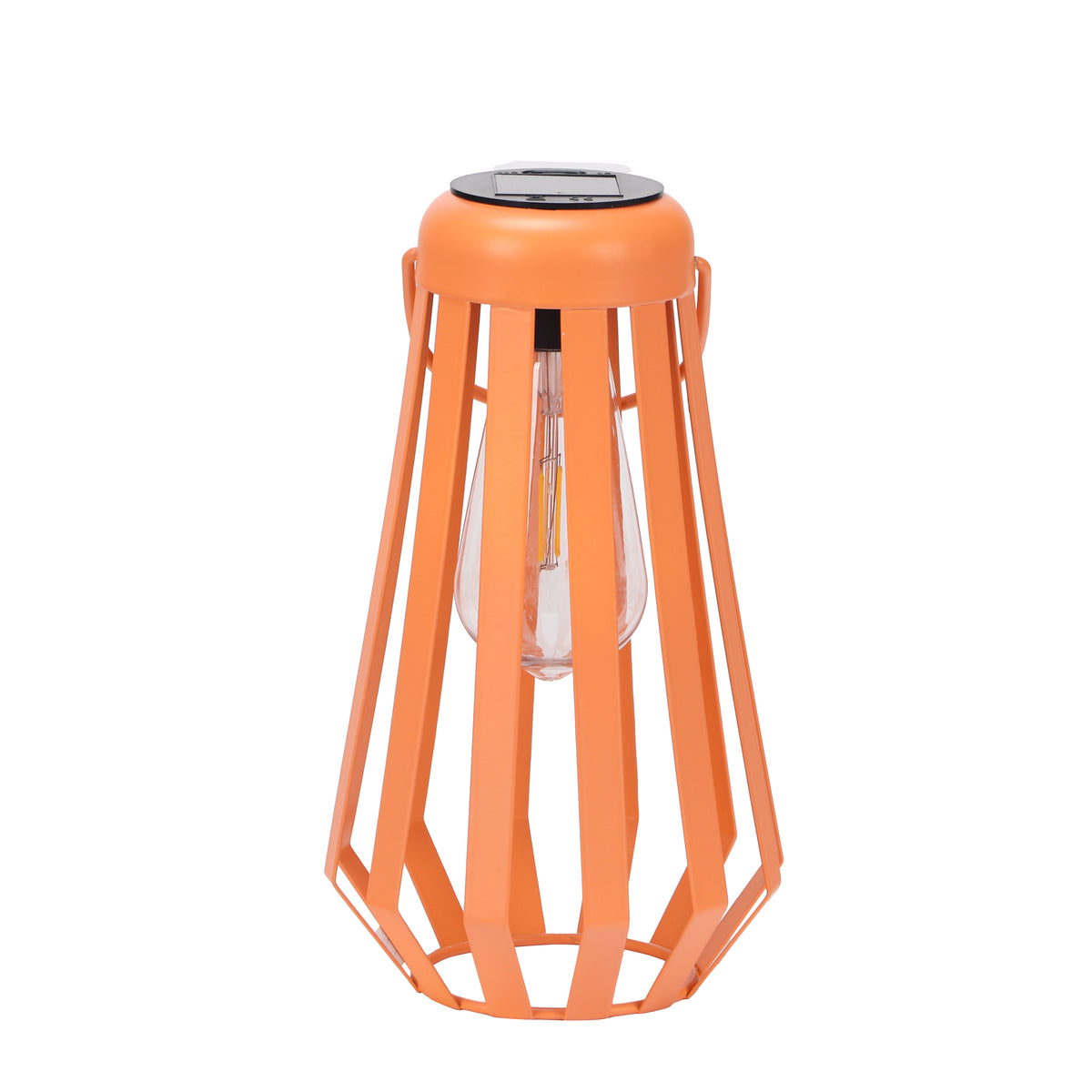 The Growing Ground 2-Pack Solar LED Geometric Lanterns, Modern Metal Cage Lanterns with Handle, Pink