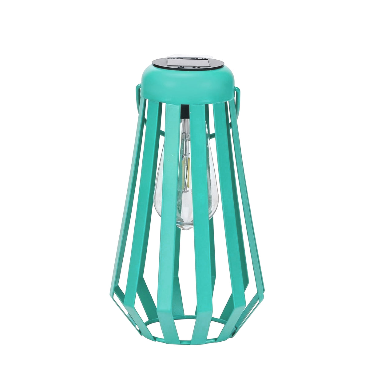 The Growing Ground 2-Pack Solar LED Geometric Lanterns, Modern Metal Cage Lanterns with Handle, Pink