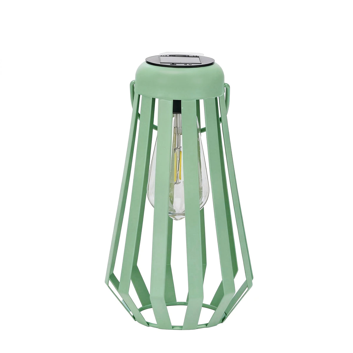The Growing Ground 2-Pack Solar LED Geometric Lanterns, Modern Metal Cage Lanterns with Handle, Pink