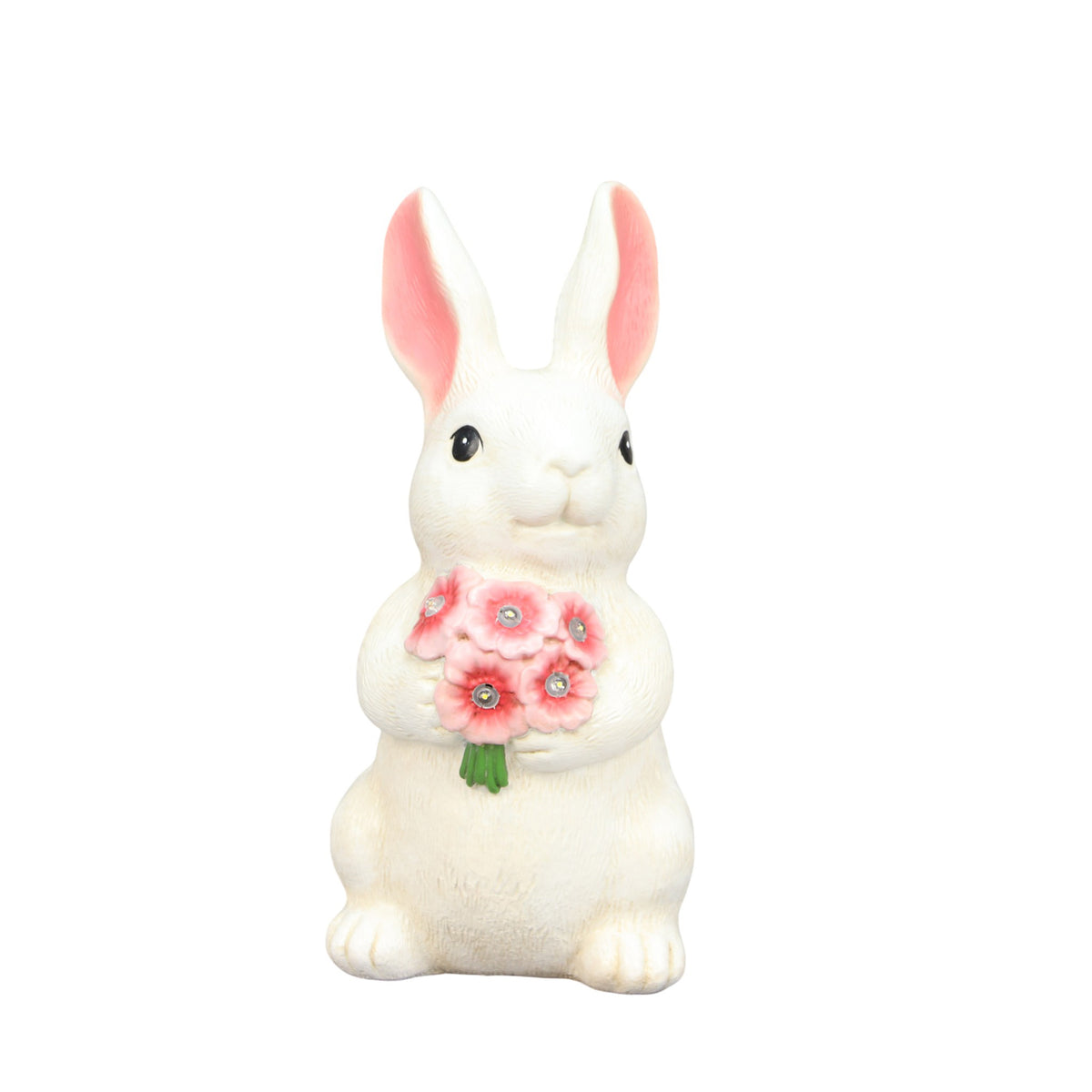 The Growing Ground Solar Bunny Garden Statue with LED Light, Outdoor Resin Rabbit Lawn Decor for Garden, Patio, Pathway, 10.4"H, Cream