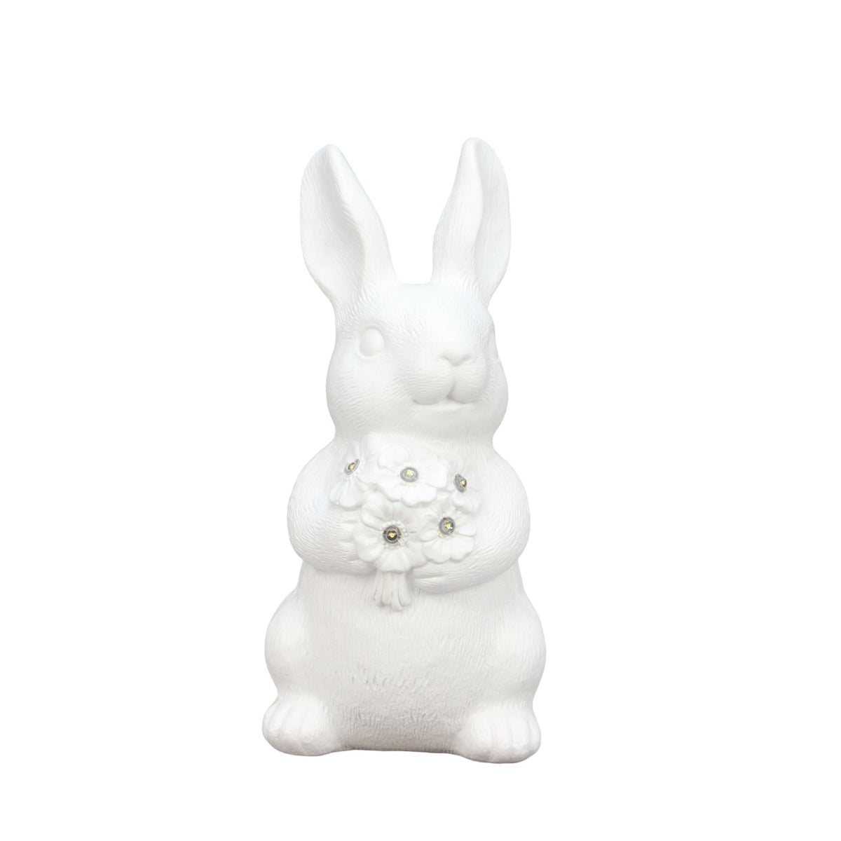 The Growing Ground Solar Bunny Garden Statue with LED Light, Outdoor Resin Rabbit Lawn Decor for Garden, Patio, Pathway, 10.4"H, Cream