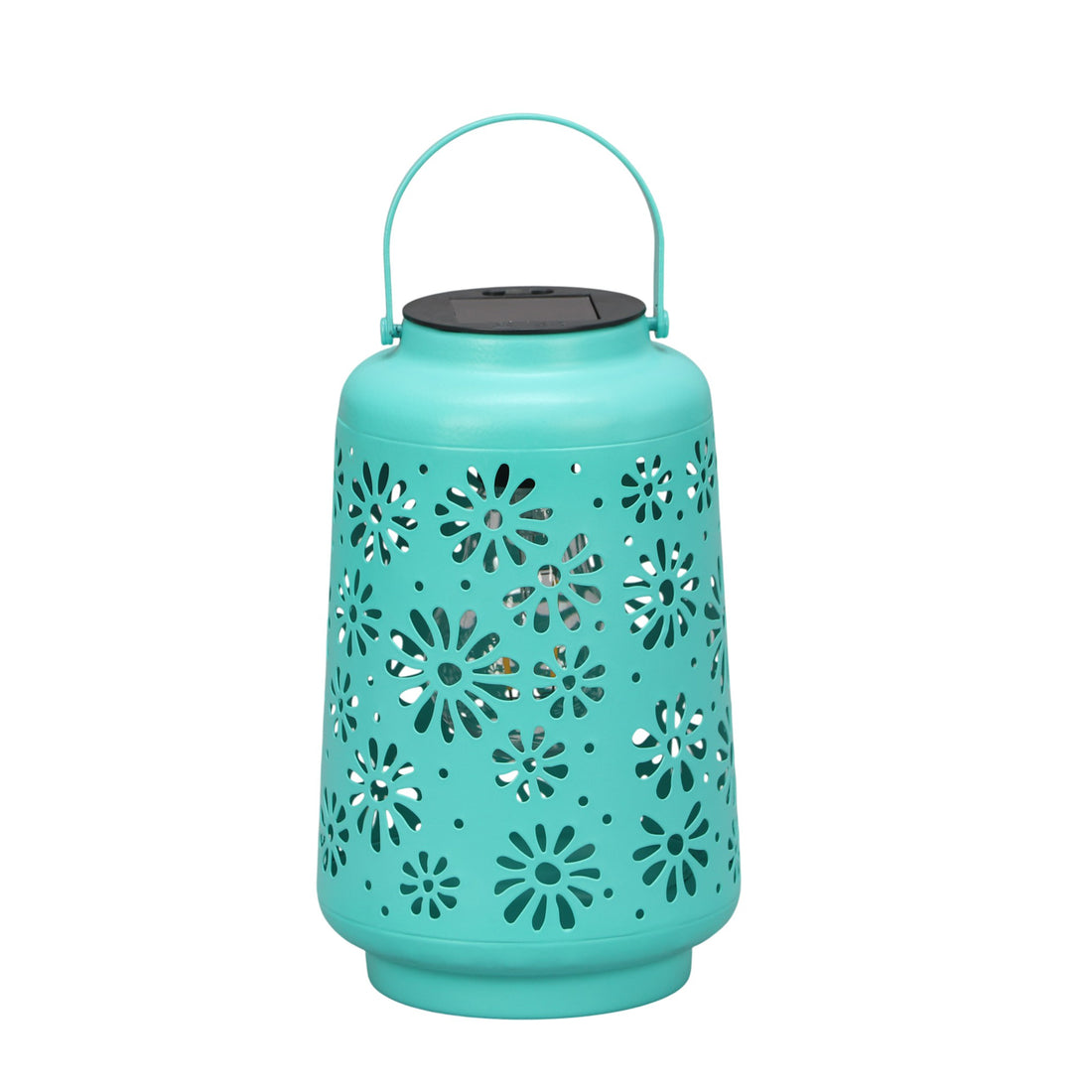 The Growing Ground 2 Pack Solar LED Lantern Lights with Handle, Outdoor Decorative Floral Cutout Lights for Patio, Garden, Yard, Pathway, Pink