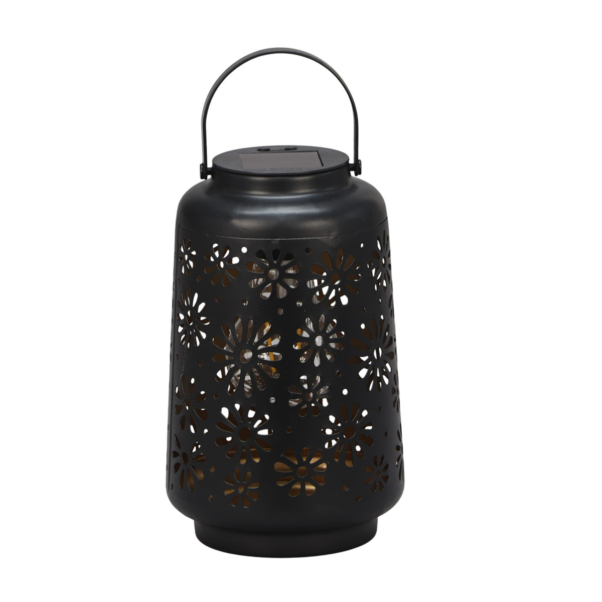 The Growing Ground 2 Pack Solar LED Lantern Lights with Handle, Outdoor Decorative Floral Cutout Lights for Patio, Garden, Yard, Pathway, Pink