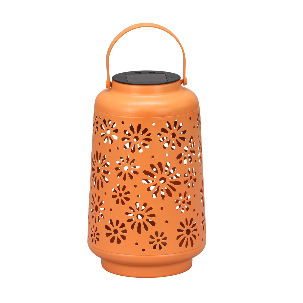 The Growing Ground 2 Pack Solar LED Lantern Lights with Handle, Outdoor Decorative Floral Cutout Lights for Patio, Garden, Yard, Pathway, Pink