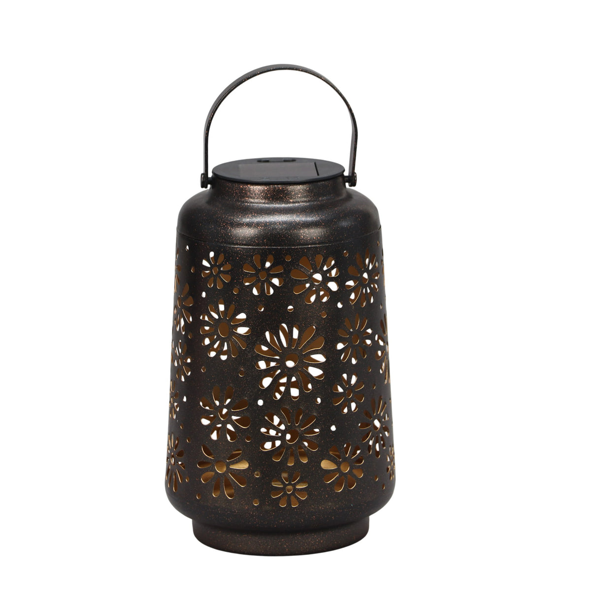 The Growing Ground 2 Pack Solar LED Lantern Lights with Handle, Outdoor Decorative Floral Cutout Lights for Patio, Garden, Yard, Pathway, Pink