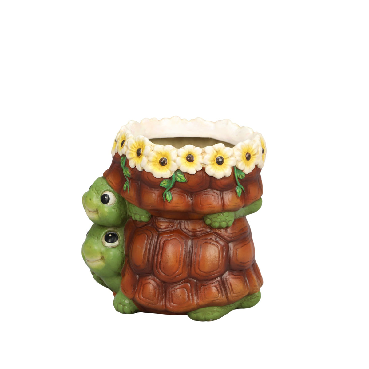 The Growing Ground 2 Pack Turtle Planter with Drainage Hole, Indoor Outdoor Cute Decorative Plant Pots, Desk, Garden, Gift for Plant Lovers,Brown