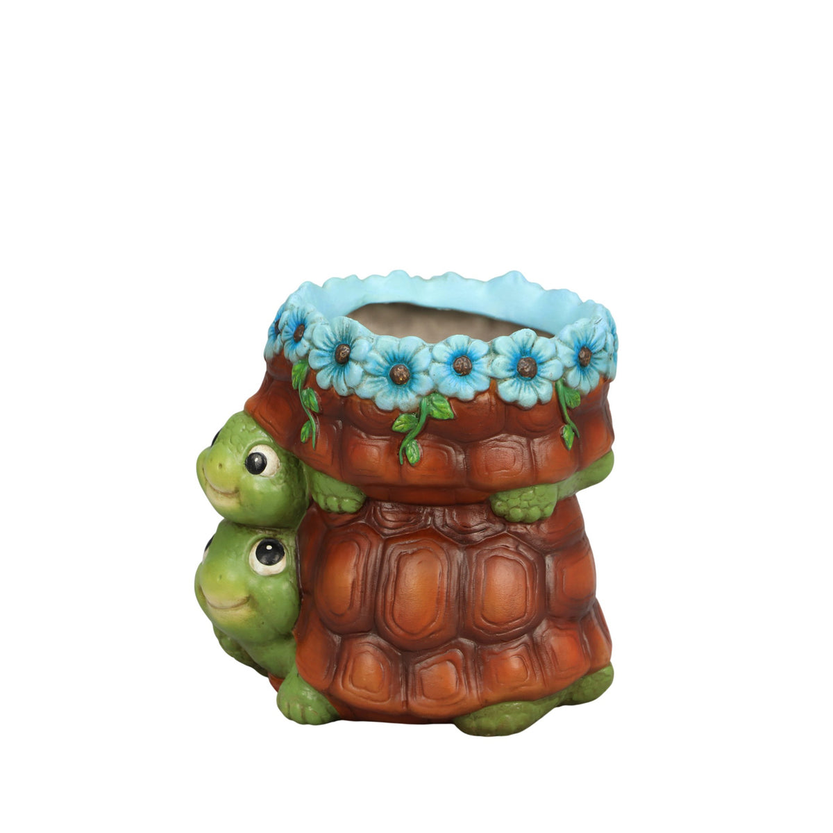 The Growing Ground 2 Pack Turtle Planter with Drainage Hole, Indoor Outdoor Cute Decorative Plant Pots, Desk, Garden, Gift for Plant Lovers,Brown